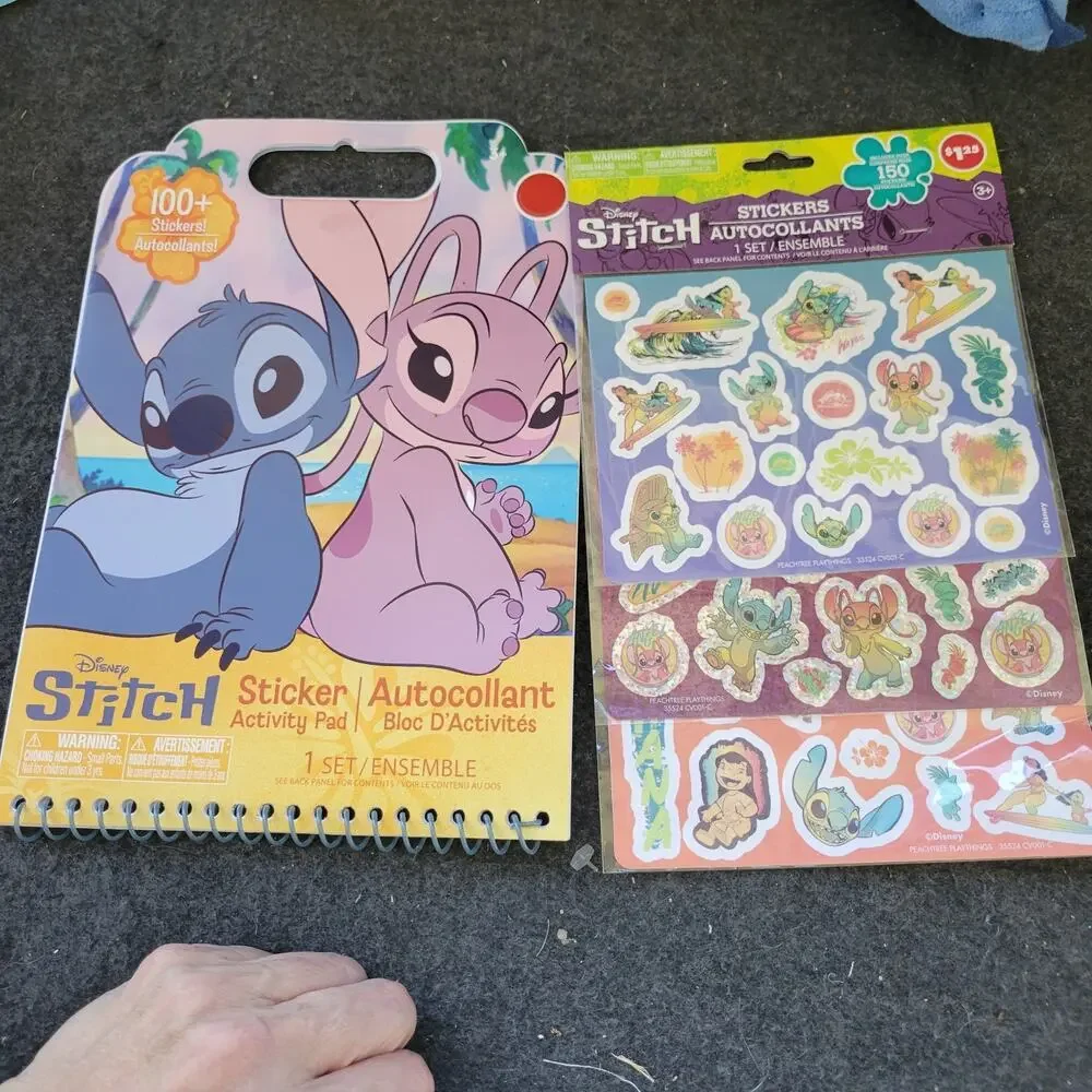 Lot Of 4 Stitch Disney Plush‎ Stuffed Also Stickers And Book
